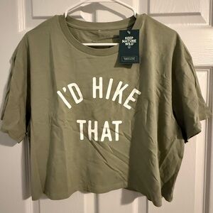 Keep Nature Wild Olive Green Cropped T-Shirt